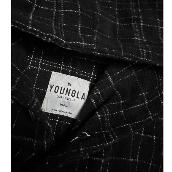 YOUNGLA Plaid Soft Hoodie Shacket Designer Streetwear Jacket Mens Small - Picture 5 of 5
